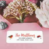 シックな赤ロビンウォーター色の手書き名前のタイプ ラベル