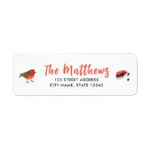 シックな赤ロビンウォーター色の手書き名前のタイプ ラベル (正面)