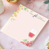 シックな赤ワイングラスパーソナライズされたブドウ水色 ノートパッド