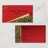 シックな赤及びジャガーのプリントの名刺 名刺 (正面/裏面)