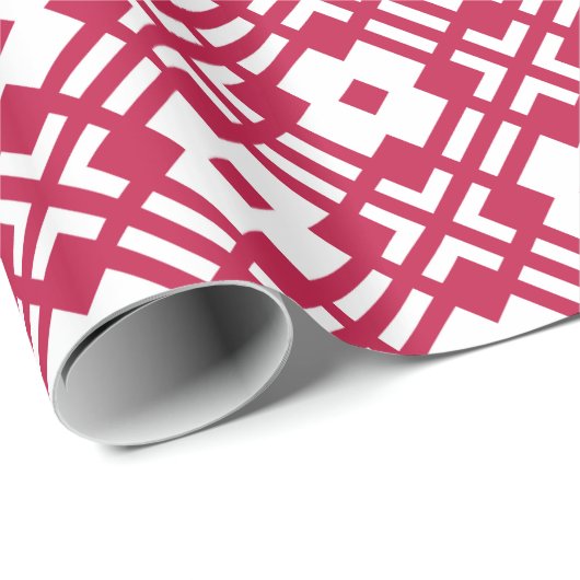 シックな赤抽象芸術幾何学模様モノグラム ラッピングペーパー (ロールコーナー)