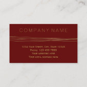 シックな赤金ゴールドエレガント抽象芸術 名刺 (裏面)