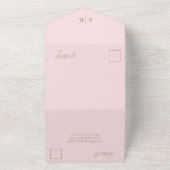 シックな赤面とフェイク金ゴールド書道結婚の概要 オールインワン招待状 (外側)