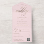 シックな赤面とフェイク金ゴールド書道結婚の概要 オールインワン招待状 (内側)