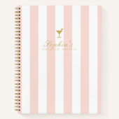 シックな赤面と金ゴールドストライプカクテル空白のレシピ ノートブック (正面)