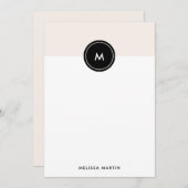 シックな赤面のピンクおよび黒い文房具 ノートカード (正面/裏面)