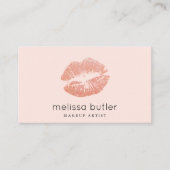 シックな赤面のピンクの唇のメーキャップアーティスト 名刺 (正面)