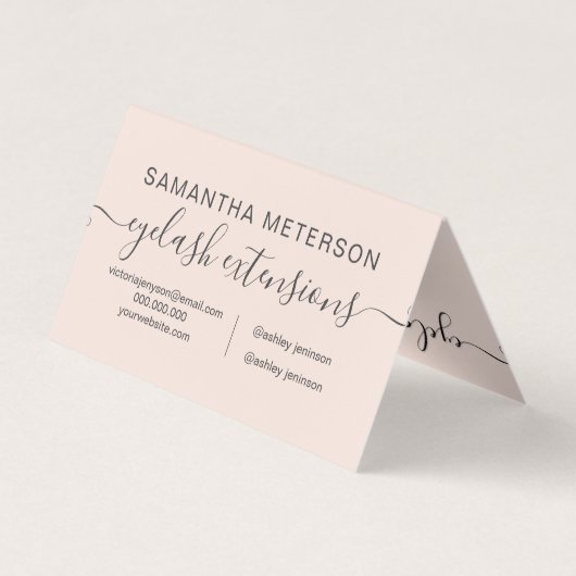 シックな赤面のピンクの粋な目のアフターケア 名刺 (裏面)