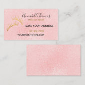 シックな赤面のピンクの金ゴールドのまつげ 名刺 (正面/裏面)