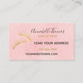 シックな赤面のピンクの金ゴールドのまつげ 名刺