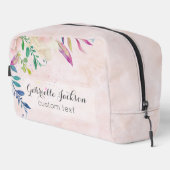 シックな赤面の水の色フローラルモノグラムカスタムテキスト ドップキット (右コーナー)