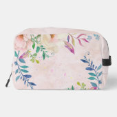 シックな赤面の水の色フローラルモノグラムカスタムテキスト ドップキット (裏面)