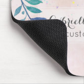 シックな赤面の水の色フローラルモノグラムカスタムテキスト マウスパッド (コーナー)