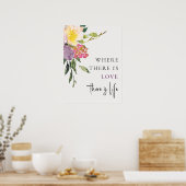 シックな赤面イエローブルゴーニュフローラ愛は生命 ポスター (キッチン)