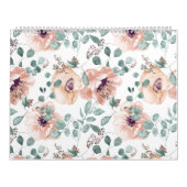 シックな赤面ウォーターカラーフラワー カレンダー (カバー)