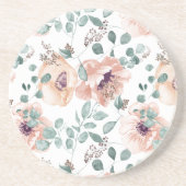 シックな赤面ウォーターカラーフラワー コースター (正面)