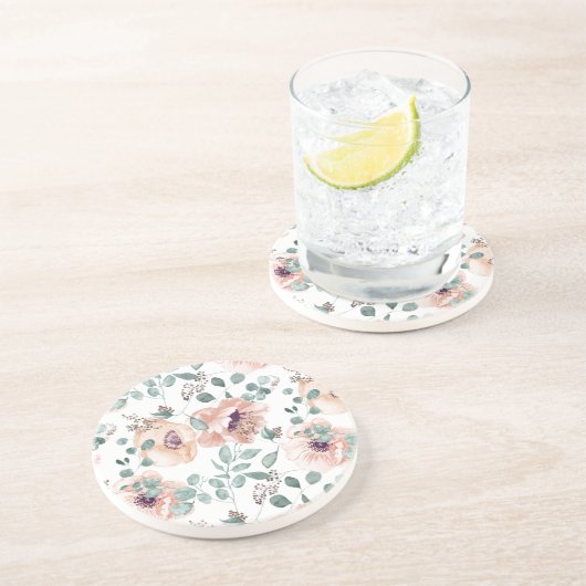 シックな赤面ウォーターカラーフラワー コースター (側面)