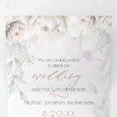 シックな赤面コーラルホワイトペオニーズオールインワン結婚ズ 三つ折り招待状 (内部最初)