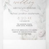 シックな赤面コーラルホワイトペオニーズオールインワン結婚ズ 三つ折り招待状 (内部中)