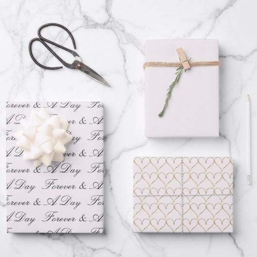 シックな赤面ハート金ゴールド ラッピングペーパーシート (正面)