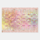 シックな赤面バラユニコーン滴下グリッター ラッピングペーパーシート (正面3)