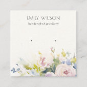 シックな赤面バラ水彩フローライヤリングディスプレイ スクエア名刺 (正面)