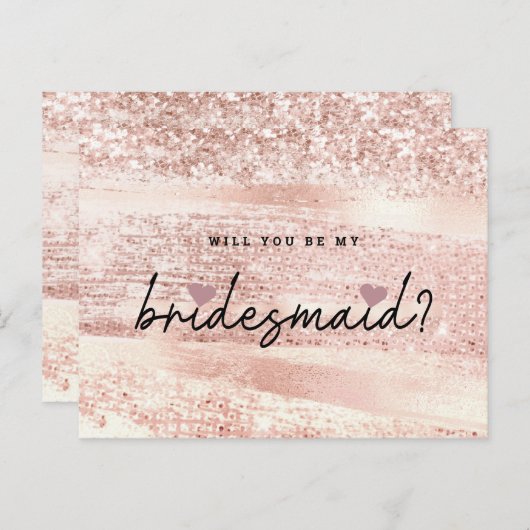 シックな赤面ピンクとバラ金ゴールドブライドメイド提案 ポストカード (正面/裏面)