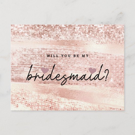 シックな赤面ピンクとバラ金ゴールドブライドメイド提案 ポストカード (正面)