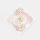 シックな赤面ピンクと金ゴールド90thバースデーカクテル スタンダードランチョンナプキン (角)