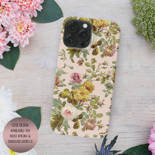 シックな赤面ピンクのバラ黄色の花茎模様 iPhone 11 PRO MAXケース