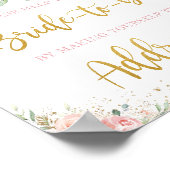 シックな赤面ピンクのフローラ金ゴールドの葉のアドレス記号 ポスター (角)