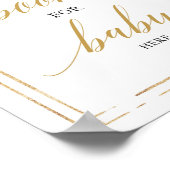 シックな赤面ピンクのフローラ金ゴールドブックベビー標識 ポスター (角)