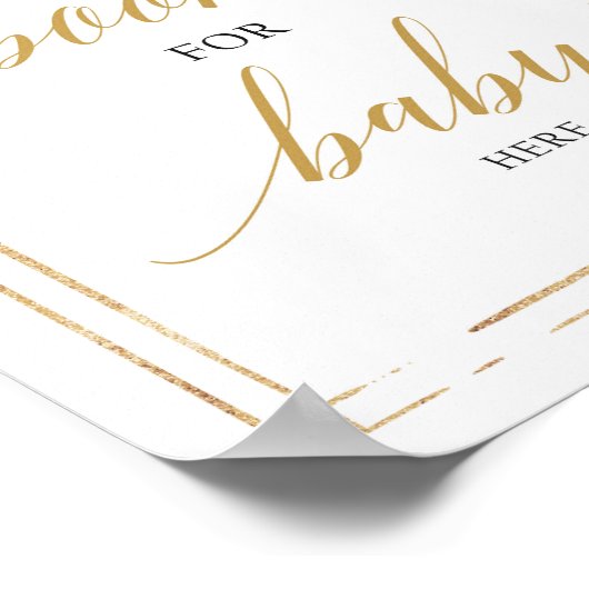 シックな赤面ピンクのフローラ金ゴールドブックベビー標識 ポスター (角)