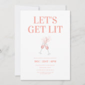 シックな赤面ピンクキュートクリスマスパーティー 招待状 (正面)