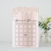 シックな赤面ピンクドリッピンググリッターブライダルビンゴゲーム (スタンド正面)