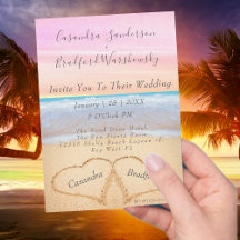 シックな赤面ピンクビーチ結婚式2ハートインザサンド