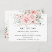 シックな赤面ピンクフローラグリーナリーウェディングレセプション エンクロージャーカード (正面/裏面)