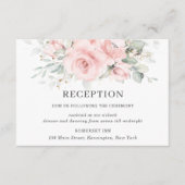 シックな赤面ピンクフローラグリーナリーウェディングレセプション エンクロージャーカード (正面)