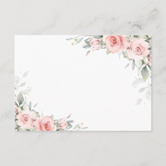 シックな赤面ピンクフローラグリーナリーウェディングレセプション エンクロージャーカード (裏面)