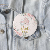 シックな赤面ピンクフローラハイティーパーティー花嫁になる 缶バッジ (インサイチュ)