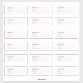 シックな赤面ピンクブラシ仕上げウォーターカラーゲストアドレス シール