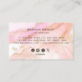 シックな赤面ピンク金ゴールドグリッターマーブルアガテモノグラム 名刺 (裏面)