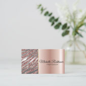 シックな赤面ピンク金ゴールドグリッターマーブルアガテモノグラム 名刺 (スタンド正面)