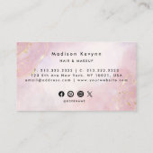 シックな赤面ピンク金ゴールドグリッターマーブルアガテモノグラム 名刺 (裏面)