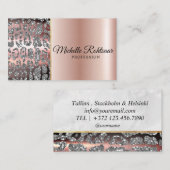 シックな赤面ピンク金ゴールドグリッターマーブルアガテモノグラム 名刺 (正面/裏面)