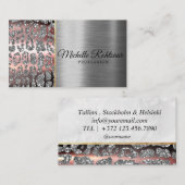 シックな赤面ピンク金ゴールドグリッターマーブルアガテモノグラム 名刺 (正面/裏面)