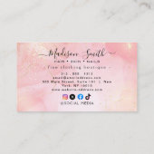 シックな赤面ピンク金ゴールドグリッターマーブルアガテモノグラム 名刺 (裏面)