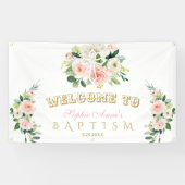 シックな赤面フラワーガールバプティスクロスウェルカムサイン 横断幕 (横)