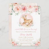シックな赤面フローラかわいいベビーディアガールベビーシャワー 招待状 (正面/裏面)