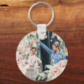 シックな赤面フローラとモノグラム写真 キーホルダー (正面)